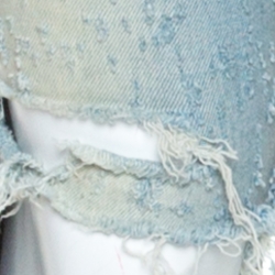 Pre Owned Amiri Two Toned Metallic Finish Denim Distressed Jeans M