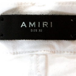 Pre Owned Amiri White Distressed Denim Track Jeans M