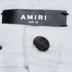 Pre Owned Amiri White Distressed Denim Track Jeans M