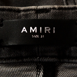 Pre Owned Amiri Grey Light Washed Denim Distressed Jeans M