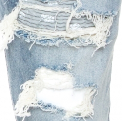 Amiri Blue Medium Washed Distressed Denim Bandana Patch Jeans M