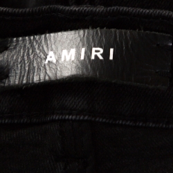 Pre Owned Amiri Grey Medium Wash Distressed Denim Paint Splatter Jeans M