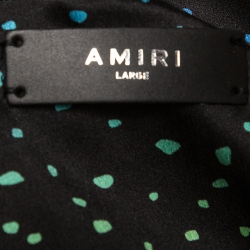 Pre Owned Amiri Black Silk Polka Dot Short Sleeve Shirt L