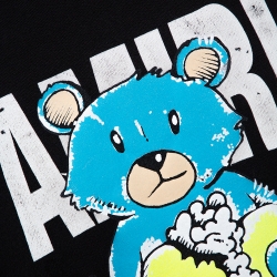 Amiri Black Distressed Knit Teddy Repair Crew Neck Sweatshirt S