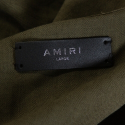 Amiri Khaki Distressed Cashmere Blend Patchwork Boy Scout Shirt L