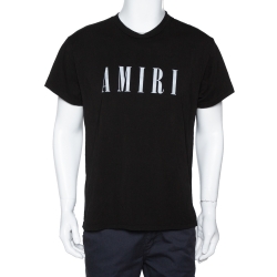 Amiri Black Logo Print Cotton Crew Neck T-Shirt S