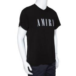 Amiri Black Logo Print Cotton Crew Neck T-Shirt S