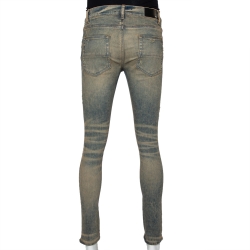 Pre Owned Amiri Blue Dirty Denim Distressed Tapered Leg Jeans M