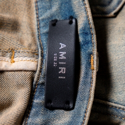 Pre Owned Amiri Blue Dirty Denim Distressed Tapered Leg Jeans M