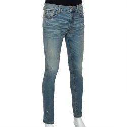 Pre Owned Amiri Blue Denim Distressed Skinny Jeans M