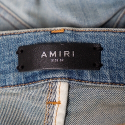 Pre Owned Amiri Blue Denim Distressed Skinny Jeans M
