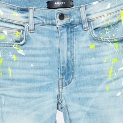 Amiri Indigo Light Wash Denim Broken Painter Skinny Jeans XS