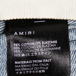 Pre Owned Amiri Light Blue Distressed Denim Bandana Detail Shorts S Waist 31"