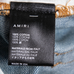 Amiri Light Blue Faded Distressed Denim Patched Shorts M Waist 32"