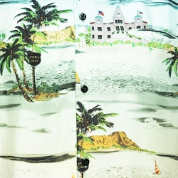Amiri Blue Beverly Hills Print Silk Short Sleeve Hawaiian Shirt S