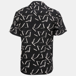 Pre Owned Amiri Black Cigarette Print Cotton Short Sleeve Shirt S