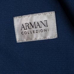 Pre Owned Armani Collezioni Dark Navy Geometric Patterned Tailored Blazer XL