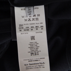 Pre Owned Armani Collezioni Navy Blue Wool Leather Front Panel Detail Zip Front Jacket XXL