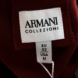 Armani Collezioni Rust Orange and Brown Lightweight Knit Sweater XL 