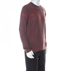 Armani Collezioni Rust Orange and Brown Lightweight Knit Sweater XL 