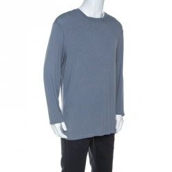 Pre Owned Armani Collezioni Grey Geometric Print Long Sleeve T-Shirt 3XL