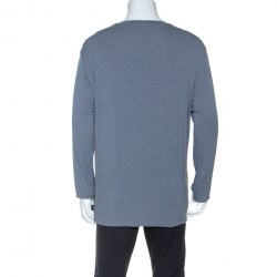 Pre Owned Armani Collezioni Grey Geometric Print Long Sleeve T-Shirt 3XL