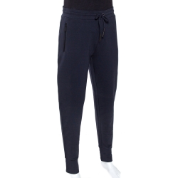 مملوكة مسبقًا Armani Collezioni Navy Blue Stretch Cotton Jogger Pants XL