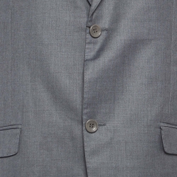 Pre Owned Armani Collezioni Grey Wool Gabardine Single Breasted Suit XXL