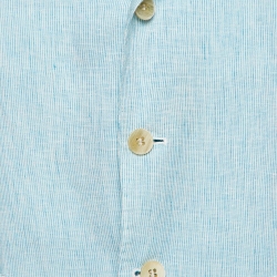 مملوكة مسبقًا Armani Collezioni Blue Pinstripe Linen Single Breasted Blazer L