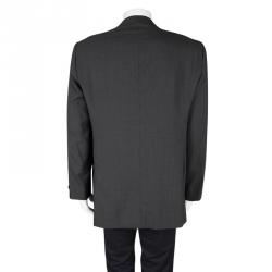 Pre Owned Armani Collezioni Grey Pin Striped Wool Regular Fit Blazer 4XL