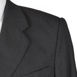 Pre Owned Armani Collezioni Grey Pin Striped Wool Regular Fit Blazer 4XL