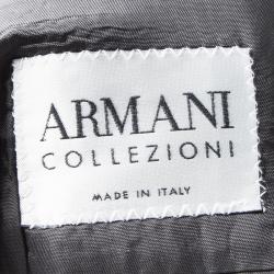 Pre Owned Armani Collezioni Grey Pin Striped Wool Regular Fit Blazer 4XL