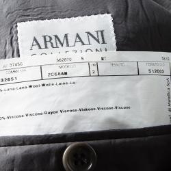 Pre Owned Armani Collezioni Grey Pin Striped Wool Regular Fit Blazer 4XL