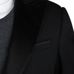 Armani Collezioni Black Wool Satin Panel Detail Tuxedo Suit M