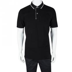 Pre Owned Armani Collezioni Black Zip Detail Short Sleeve Polo T-Shirt XXL