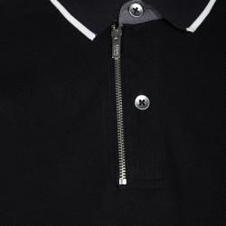Pre Owned Armani Collezioni Black Zip Detail Short Sleeve Polo T-Shirt XXL
