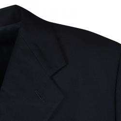 Pre Owned Armani Collezioni Navy Blue Wool Three Button Blazer 5XL