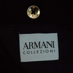 Pre Owned Armani Collezioni Navy Blue Knit Two Button Tailored Blazer L