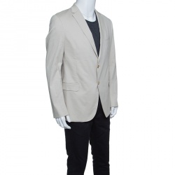 Pre Owned Armani Collezioni Beige Cotton and Silk Tailored Blazer XXL