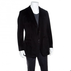 Pre Owned Armani Collezioni Black Velvet Tailored Two Button Blazer XXL
