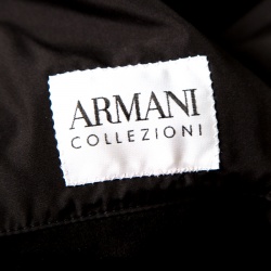 Pre Owned Armani Collezioni Black Velvet Knit Collar Detail Button Front Jacket XXXL