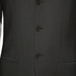 Armani Collezioni Grey Herringbone Weave Wool Tailored Suit S