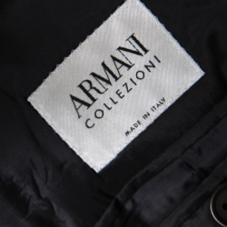 Armani Collezioni Grey Herringbone Weave Wool Tailored Suit S