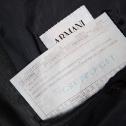 Armani Collezioni Grey Herringbone Weave Wool Tailored Suit S