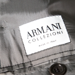 Pre Owned Armani Collezioni Grey Hemp and Wool Three Button Blazer L