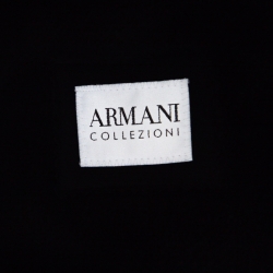 Pre Owned Armani Collezioni Black Faux Suede Faux Fur Lined Overcoat L 