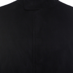 Pre Owned Armani Collezioni Black Faux Suede Faux Fur Lined Overcoat L 