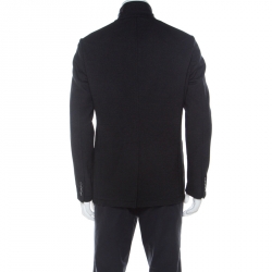 Pre Owned Armani Collezioni Black Cotton Blend Button Front Blazer XL