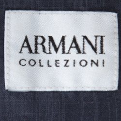 مملوكة مسبقًا قميص أرماني كالزوني ياقة ماندارين مغزول رمادي شاركول L