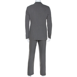 Armani Collezioni Grey Herringbone Wool Blend Tailored Suit M